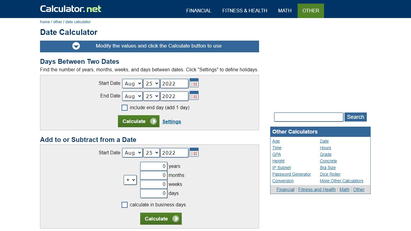Date Calculator